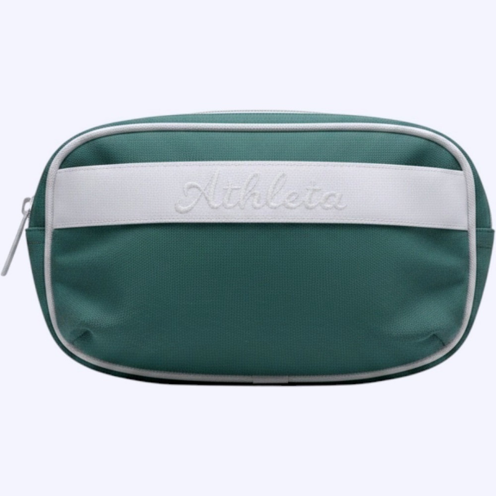 Athleta All About Large Canvas Belt Bag Green White Crossbody Waist Pack